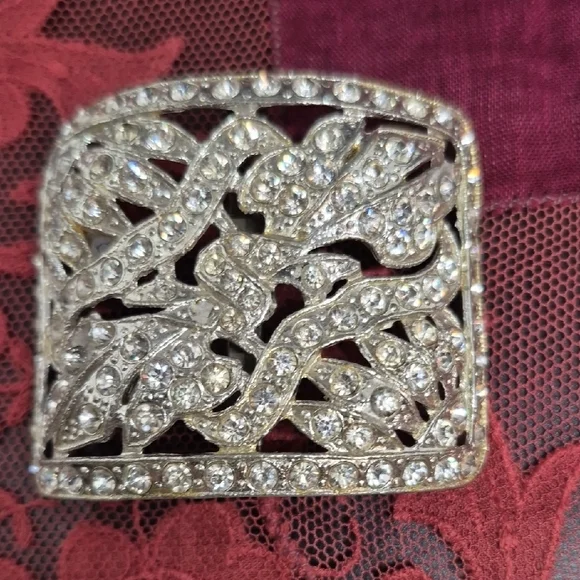French Elegant Silver-Tone Rhinestone Shoe or Buckle/Clips - Picture 2 of 6
